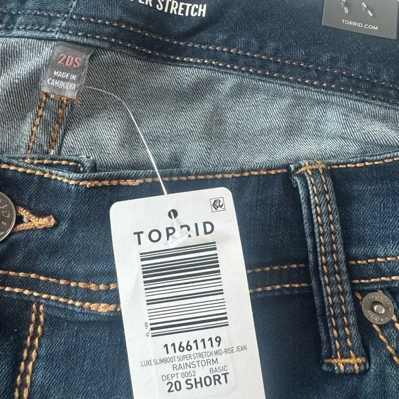 torrid Jeans Mid to Dark Blue slim Bootcut super stretch mid rise Zise 20S NWT - Picture 11 of 14